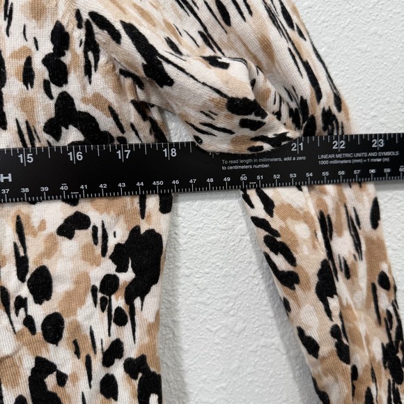 Charter Club Womens Cardigan Sweater M Leopard Print Beige Black Button Up - Picture 4 of 6
